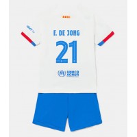 Dětský fotbalový dres Barcelona Frenkie de Jong #21 2023-24 Venkovní Krátký Rukáv (+ trenýrky)